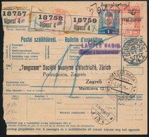 1939 Szállítólevél 10,95P Frankotyp Bérmentesítéssel Újpestről Zágrábba, Hátoldali Portózással - Andere & Zonder Classificatie