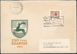 1972 Tájak-városok Szarvas Vágott Bélyeg FDC-n Az USA-ba Küldve - Sonstige & Ohne Zuordnung