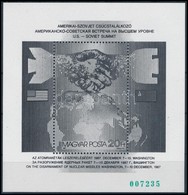 ** 1987 Csúcstalálkozó Feketenyomat Blokk Zöld Sorszámmal (6.000) - Sonstige & Ohne Zuordnung