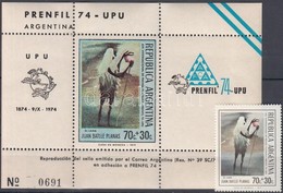 ** 1974 Mi 1173 + 100 éves Az UPU - PRENFIL Bélyegkiállítás Blokk - Other & Unclassified