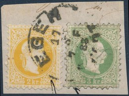 1867 2kr + 3kr Kivágáson 'EGER STADT' - Andere & Zonder Classificatie