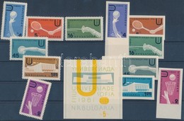 ** 1961 'Universiade 1961' Nemzetközi Sportjátékok Fogazott Sor Mi 1224-1229 + Vágott ívszéli Sor Mi 1237-1242 + Vágott  - Other & Unclassified