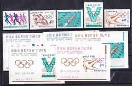 ** 1964 Nyári Olimpia Tokió Sor Mi 457-461 + Vágott Blokksor Mi 462-466 - Other & Unclassified