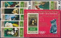 ** 1969 Mexikói Olimpia: Festmények ívszéli Sor Mi 1005-1010 + Blokk Mi 112 - Other & Unclassified