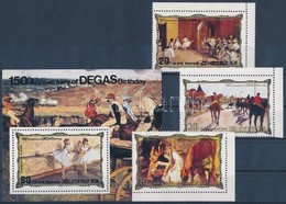 ** 1984 Edgar Degas Festmények ívsarki Sor + Blokk  Mi 2468-2470 + Mi 178 - Autres & Non Classés