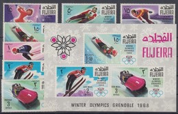 ** 1968 Téli Olimpia, Grenoble Sor Mi 214-220 + Blokk Mi 9 - Other & Unclassified