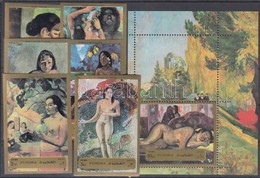 ** 1972 Gauguin Aktfestményei Vágott Sor Mi 1272-1277B + Fogazott Blokk Mi 124A - Sonstige & Ohne Zuordnung