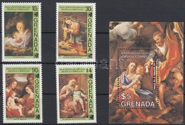 ** 1984 Correggio Festmények Sor Mi 1312-1315 + Blokk Mi 129 - Sonstige & Ohne Zuordnung