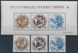 ** 1963/1964 Nyári Olimpia, Tokió Sor Mi 832-834 + Blokk 70 - Autres & Non Classés