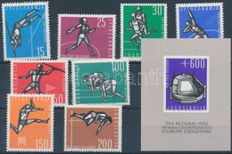 ** 1962 Atlétika EB Fogazott Sor Mi 1016-1023 + Vágott Blokk Mi 9 - Andere & Zonder Classificatie