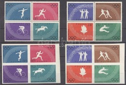 ** 1960 Nyári Olimpia, Róma Fogazott és Vágott Sor Négyestömbökben Mi 1166 AB-1173 AB - Altri & Non Classificati