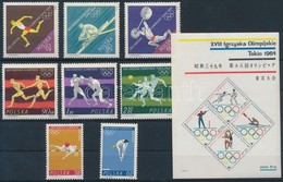 ** 1964 Nyári Olimpia, Tokió Sor Mi 1514-1521 + Blokk Sor 33-34 - Altri & Non Classificati