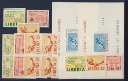 ** 1964 Tokiói Olimpia Fogazott és Vágott Sor Klf összefüggésekben Mi 623-625 + Blokkpár Mi 31 A-B - Otros & Sin Clasificación