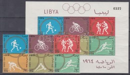 ** 1964 Nyári Olimpia, Tokió Sor Hatos Tömbben Mi 160 A-165 A + Blokk Mi 8 A - Otros & Sin Clasificación