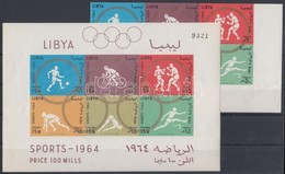 ** 1964 Tokiói Nyári Olimpia Vágott ívsarki Hatostömb Mi 160-165 B + Blokk Mi 8 B - Autres & Non Classés