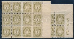 ** 1909 Mi 75 A ívsarki Nyolcas és ívszéli 12-s Tömb / Corner Block Of 8 + Margin Block Of 12 - Autres & Non Classés