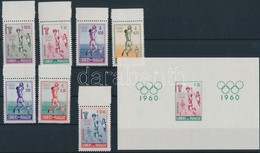 ** 1960 Nyári Olimpia, Róma ívszéli Sor Mi 834-840 + Nem Hivatalos Vágott Bolokk - Autres & Non Classés