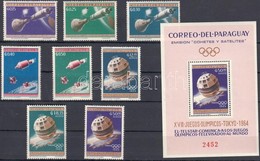 ** 1964 Tokioi Olimpia, Műholdak Mi 1295-1302 + Blokk 54 - Autres & Non Classés