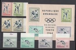 ** 1964 Tokiói Nyári Olimpia Sor Mi 77-84A + Blokk Mi 2A - Other & Unclassified