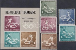 ** 1964 Nyári Olimpia, Tokió Sor Mi 435-439 A + Vágott Blokk 15 - Other & Unclassified