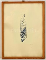 Barcsay Jenő (1900-1988):Nő Tógában. Szitanyomat, Papír, Jelzett, üvegezett Keretben, 27×14 Cm - Sonstige & Ohne Zuordnung