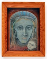 Bari Árpád (1953-): Madonna A Kis Jézussal. Olaj, Vászon-farost, Jelzett A Keret Alatt, Keretben 34×24 Cm - Andere & Zonder Classificatie