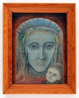 Bari Árpád (1953-): Madonna A Kis Jézussal. Olaj, Vászon-farost, Jelzett A Keret Alatt, Keretben 34×24 Cm - Autres & Non Classés