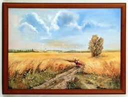 Bánfalvi Gyula: Hazafelé. Olaj, Farost, Jelzett, Keretben, 50×70 Cm - Other & Unclassified