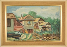 Ondrej Strapko (?-?): Faluszéli Házak, Olaj, Fa, Jelzett, Keretben, 43×65 Cm - Andere & Zonder Classificatie