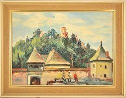 Ondrej Strapko (?-?): Vár, Olaj, Fa, Jelzett, Keretben, 45×63 Cm - Andere & Zonder Classificatie