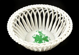 Herendi Apponyi Mintás Porcelán áttört Tálka, Kézzel Festett, Jelzett, Kis Kopásnyomokkal, D: 13 Cm - Autres & Non Classés