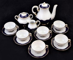 Zsolnay Pompadour Mintás Porcelán Teás Készlet, Kézzel Festett, Jelzett, Hibátlan - Otros & Sin Clasificación