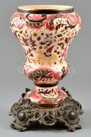 Fischer? Hiányos Lámpatest Fém Talapzattal, Jelzés Nélkül, Kézzel Festett Porcelánfajnász, Kopott, M:29 Cm - Sonstige & Ohne Zuordnung