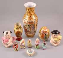 Kínai Porcelán Tárgyak, Részben Kézzel Festettek, 11 Db - Andere & Zonder Classificatie