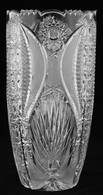 Ólomkristály Váza, Csiszolt, Metszett, Apró Csorba A Peremén, M:31 Cm - Glass & Crystal