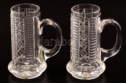 Cca 1900 Ólomkristály Söröskorsó, Csiszolt, Karcolásokkal, M:15,5 Cm (2×) - Verre & Cristal