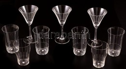 Vizes és Talpas Poharak, összesen: 9 Db, Egyik Vizesen Apró Csorba, M:12 és 16 Cm - Glas & Kristal