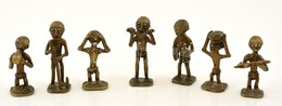 Bronz Afrikai Figura, 7 Db,  M: 5 és 6 Cm - Andere & Zonder Classificatie