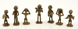 Bronz Afrikai Figura, 7 Db,  M: 5 és 6 Cm - Autres & Non Classés