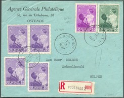 N°447-449-450 (x4) Obl. Sc OOSTENDE 2 Sur Lettre Recommandée 22-IX-1937 Vers Wukpen - 13 - Covers & Documents