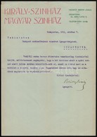 1911 Beöthy László Színigazgató Gépelt, Aláírt Levele A Fővárosi Vízművek Igazgatósága Részére Hivatalos ügyben, Díszes  - Sin Clasificación