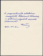 1978 Barcsay Jenő Festőművész Saját Kézzel írt Köszönő Levele - Zonder Classificatie