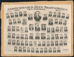 1938 Budapest, Zrínyi Miklós Gimnázium Tanárai és Végzett Diákjai, Kistabló Nevesített Portrékkal, Kartonra Ragasztva, T - Other & Unclassified