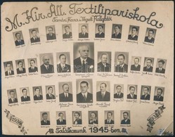 1935 M. Kir. Áll. Textilipariskola Tanárai és Végzett Diákjai, Kistabló Nevesített Portrékkal, Sarkain Törésnyomok, 17x2 - Other & Unclassified