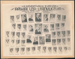 1933 Budapest, Ráskai Lea Leányliceum Tanárai és Végzett Diákjai, Kistabló Nevesített Portrékkal, Kartonra Ragasztva, 17 - Autres & Non Classés