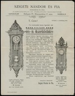 Cca 1910-1920 Szigeti Nándor és Fia Aranyműves órás, A Kereskedelmi és Iparkamara Szakbecsüsének Reklámlapja - Advertising