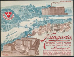 Cca 1910 Hungária Gőzmalmok Budapesten - Szlovák Nyelvű, Litografált, Rendkívül Dekoratív Karton Reklámlap, Budapest Lát - Advertising