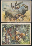 Cca 1930 9  Db Vadászatot ábrázoló Német Csokoládó Gyűjtőkártya, 12x17 Cm - Advertising