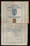 1931 Budapest Székesfőváros Illetőségi Bizonyítványa Kandel Jechel (Jenő (1896-?), Galiciai Születésű (Sokolwka Község)  - Other & Unclassified