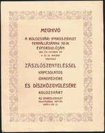 1910 Meghívó A Kolozsvári Iparos-egylet Jubileumi Zászlószentelésére - Unclassified